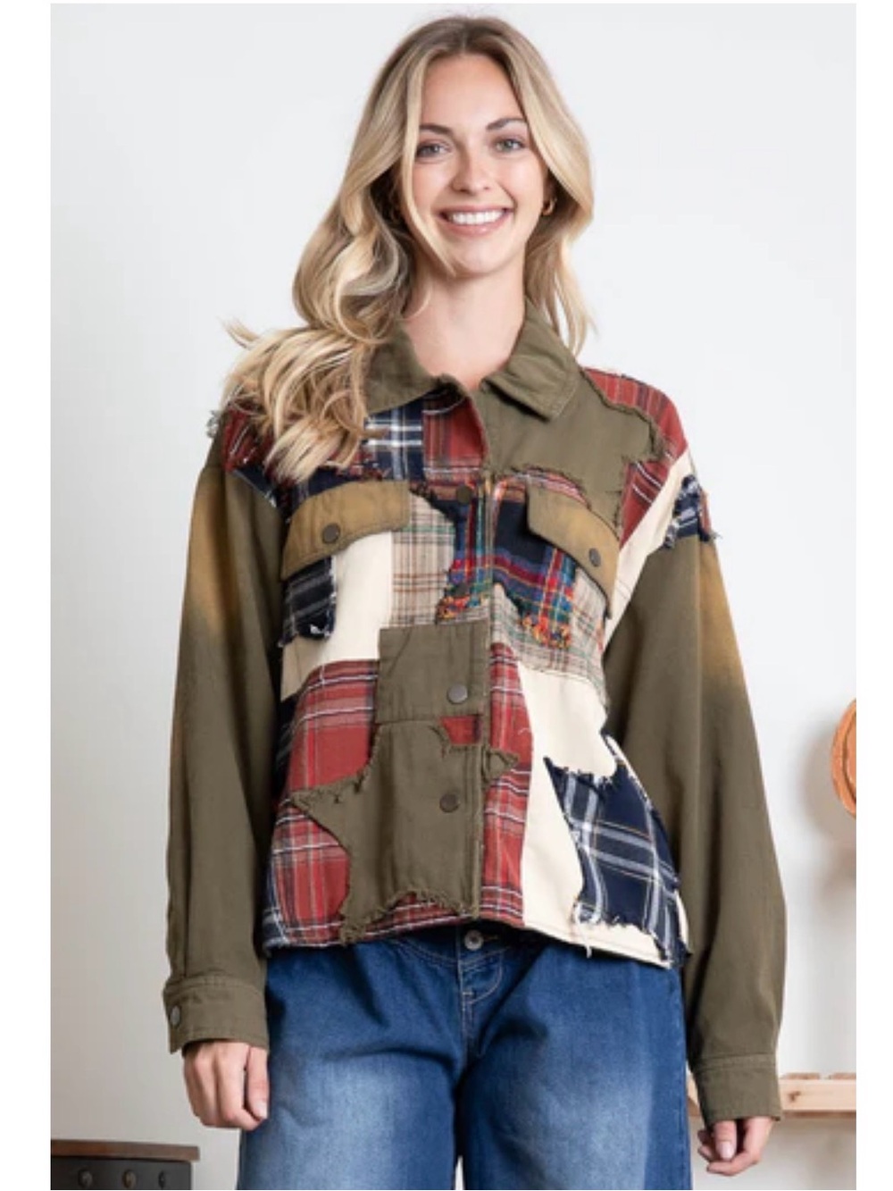 ⭐️NWt Blue Velvet Star Patchwork Plaid Jacket⭐️